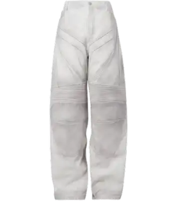 Balenciaga White Baggy Biker Leather Pants
